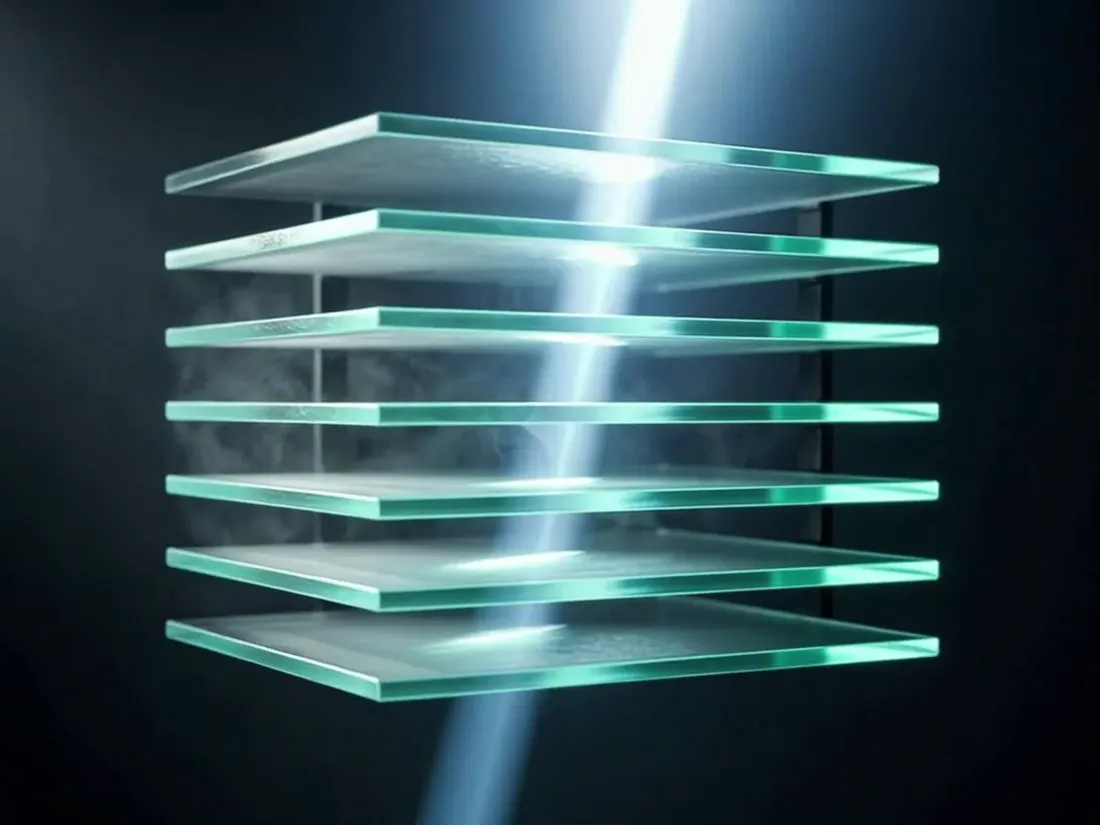 Layered translucent planes with a single light path passing through all of them